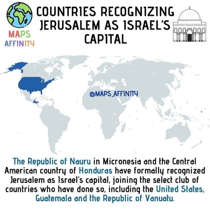 COUNTRIES RECOGNIZING JERUSALEM AS ISRAEL'S CAPITAL. ..