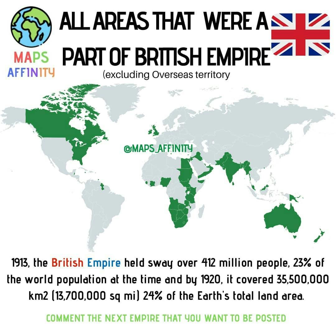 ALL AREAS THAT WERE A PART OF BRITISH EMPIRE. (tell me if i forget some :) Corrections