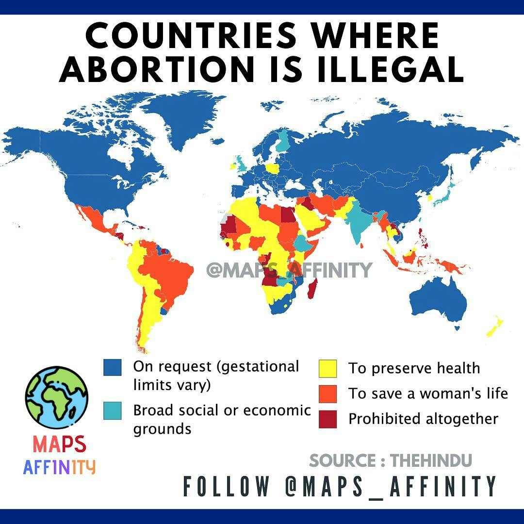 At least 26 countries do not permit abortion under any circumstance.