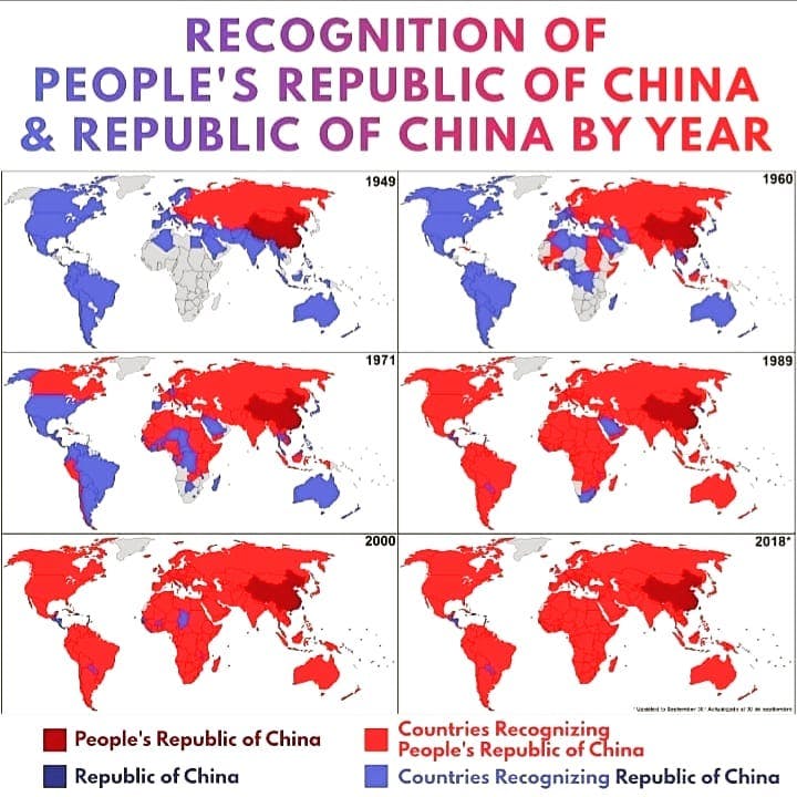 The Republic of China (ROC), commonly known as Taiwan, has formal diplomatic relations with 14 out of 193 United Nations member states, as well as the Holy See. Historically, the ROC has required its diplomatic allies to recognize it as the sole legitimate government of China, but since the 1990s, its policy has changed into actively seeking dual recognition with the PRC. In addition to these relations, the ROC maintains unofficial relations with 57 UN member states via its representative offices and consulates.