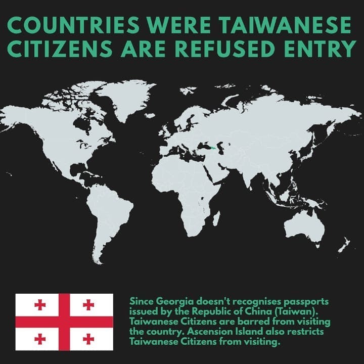 Countries were Taiwanese Citizens are refused Entry.