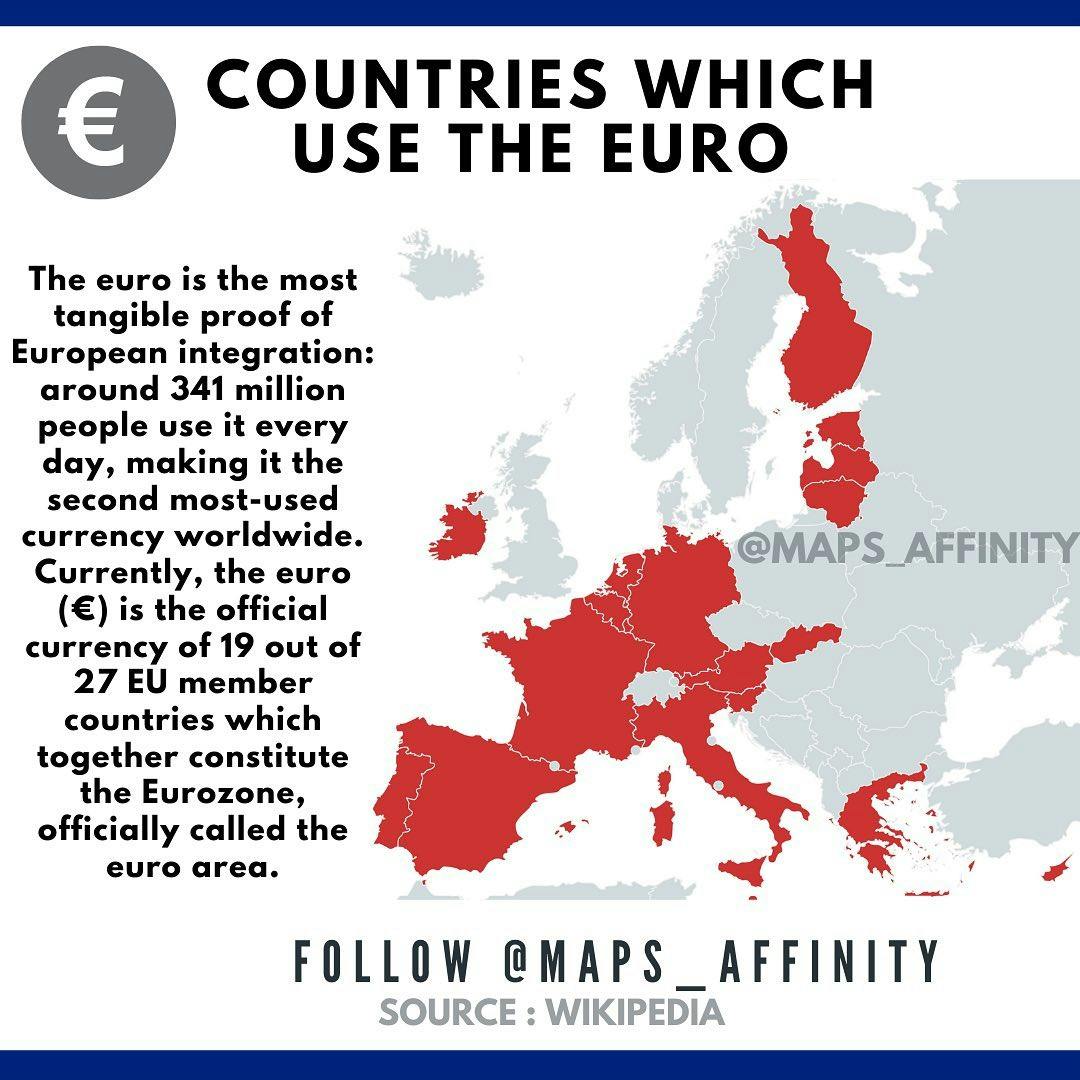 These EU countries form the euro area, also known as the eurozone.