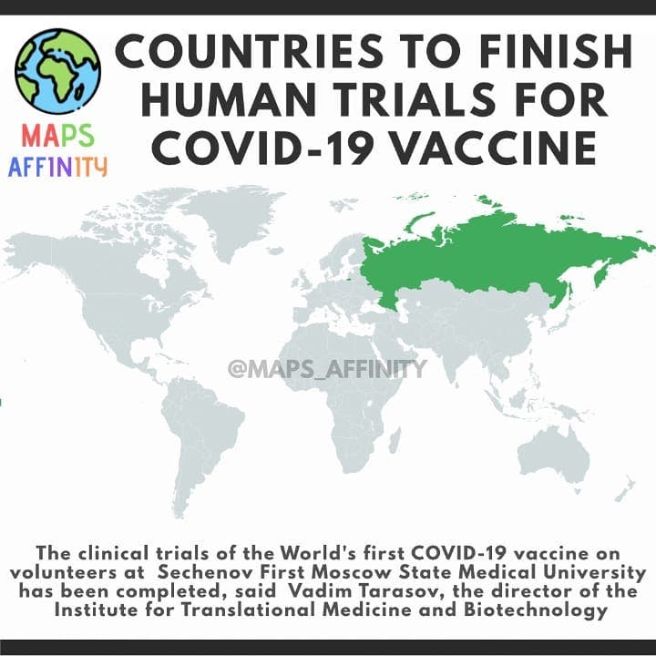 As the world races towards finding an effective and safe vaccine against the novel coronavirus, the clinical trials of the world's first COVID-19 vaccine on volunteers at  Sechenov First Moscow State Medical University has been completed, said  Vadim Tarasov, the director of the Institute for Translational Medicine and Biotechnology.