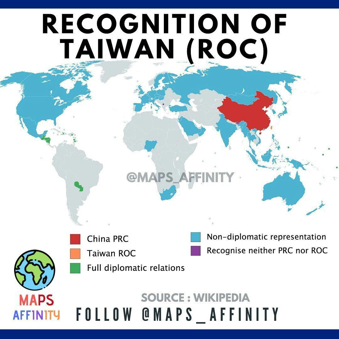 The Republic of China (ROC), commonly known as Taiwan,has formal diplomatic relations with 14 out of 193 United Nations member states, as well as the Holy See. In addition to these relations, the ROC maintains unofficial relations with 57 UN member states via its representative offices and consulates.