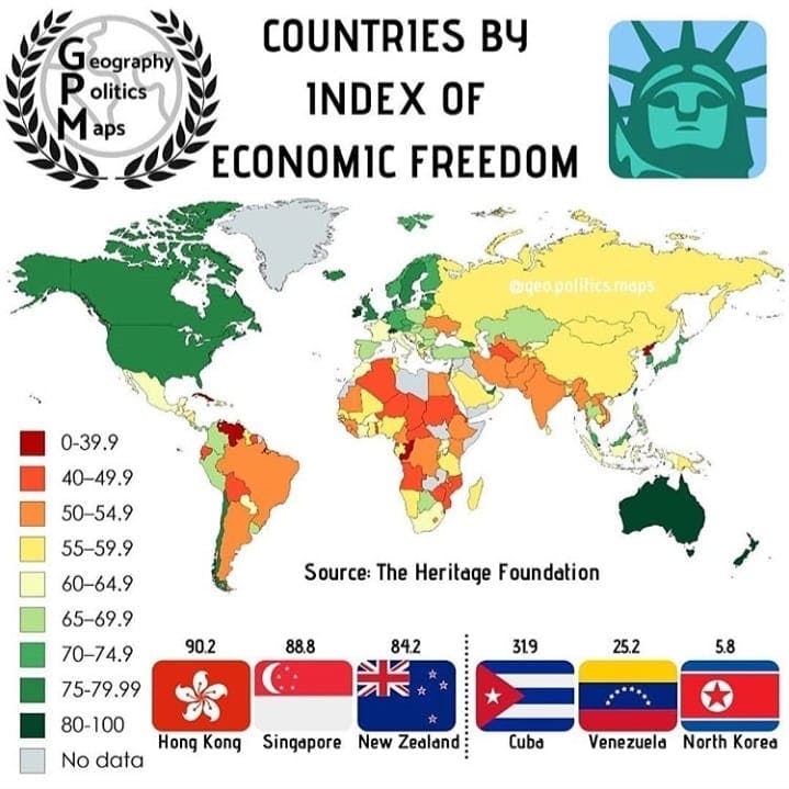 COUNTRIES BY INDEX OF ECONOMIC FREEDOM...