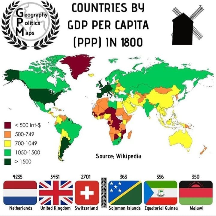 COUNTRIES BY GDP PER CAPITA (PPP) IN 1800...