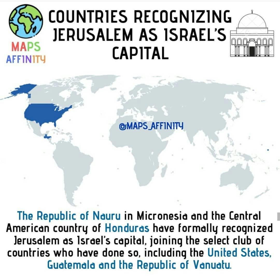 COUNTRIES RECOGNIZING JERUSALEM AS ISRAEL'S CAPITAL. ..