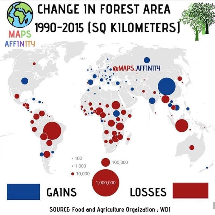 CHANGE IN FOREST AREA (1990-2015)